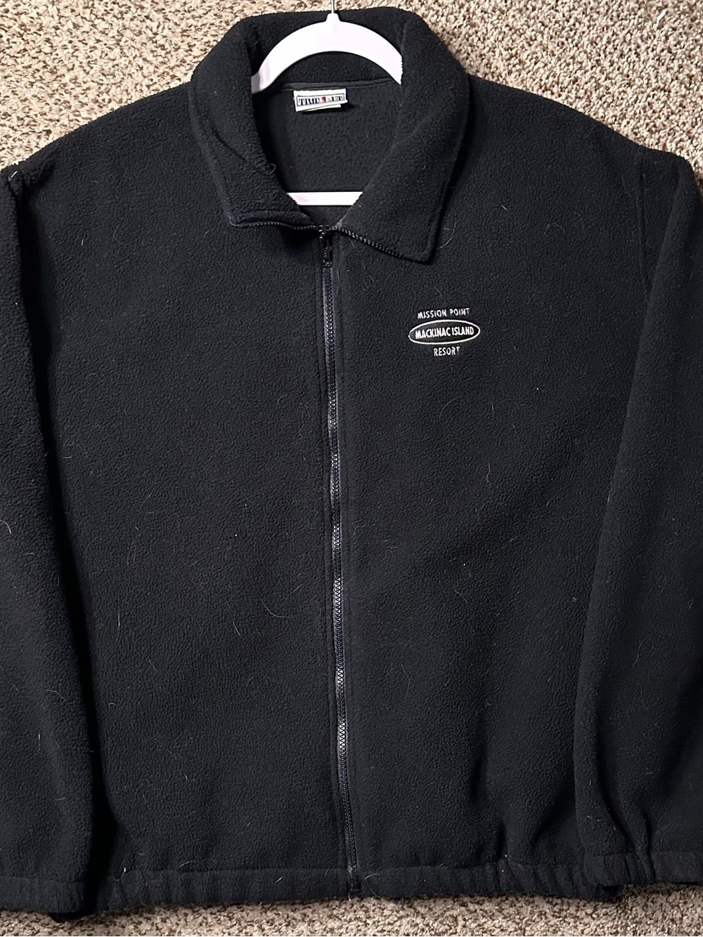 Black Full-Zip mission point Mackinac island resort Fleece Jacket USA eagle back